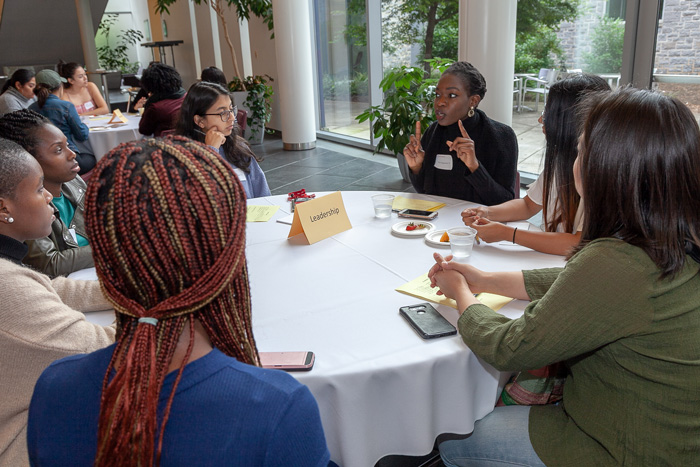 The Alumnae of Color Reception gives alumnae the chance to discuss ideas for Dickinson's women of color summit scheduled this spring. Photo by Carl Socolow '77.